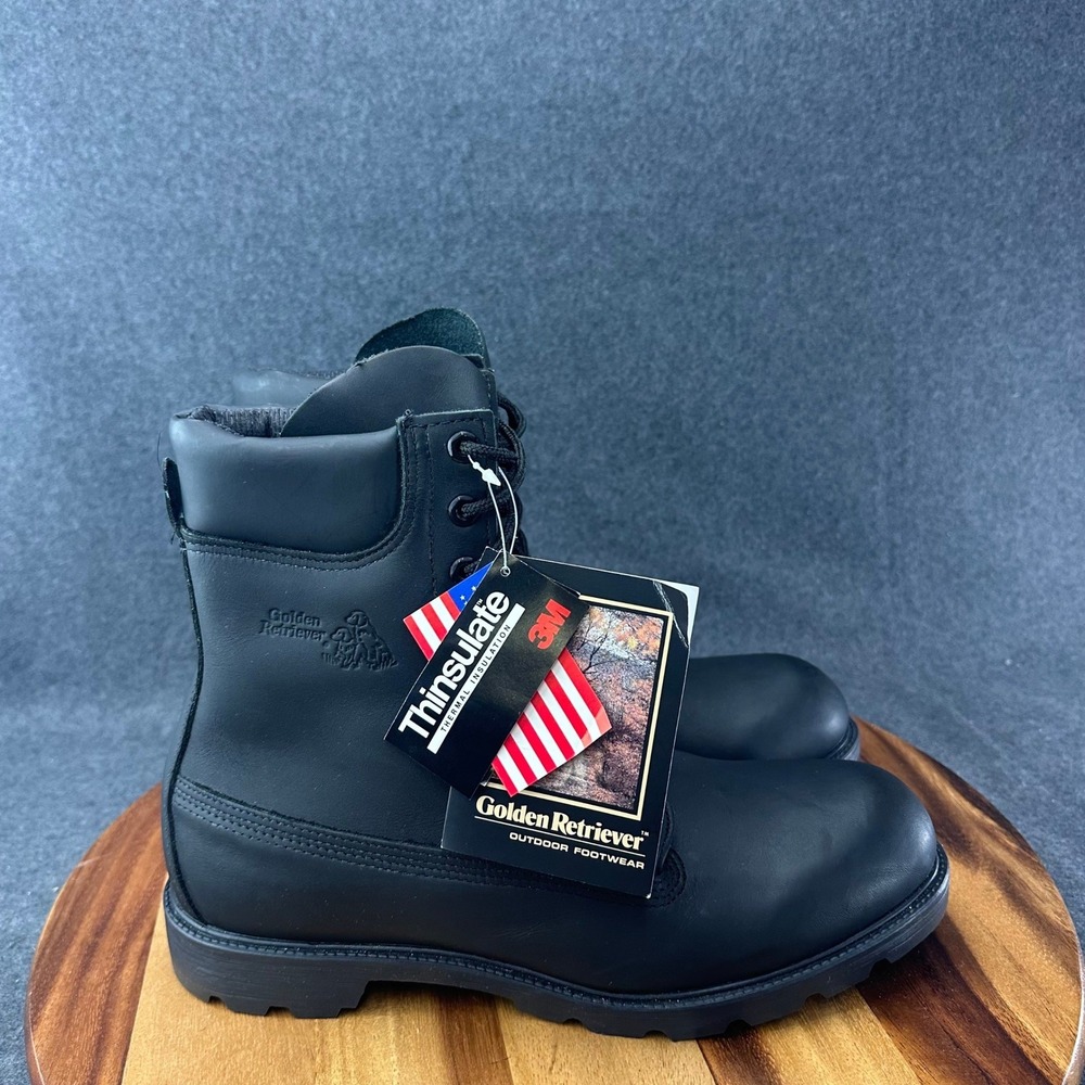 Golden Retriever Mens‎ Sz 11M Black Leather Waterproof Combat Boots 81380081